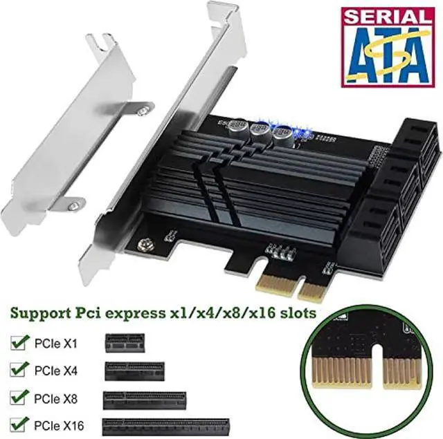 Alt view image 4 of 5 - ASM1166 PCIe X1 SATA Card 6 Ports, Non Raid, Joylifeboard PCIE SATA III Controller Expansion Card 6 Gbps, Support 6 SATA 3.0 Devices, PCIe SATA Card with 6 SATA Cables+Thin Bracket