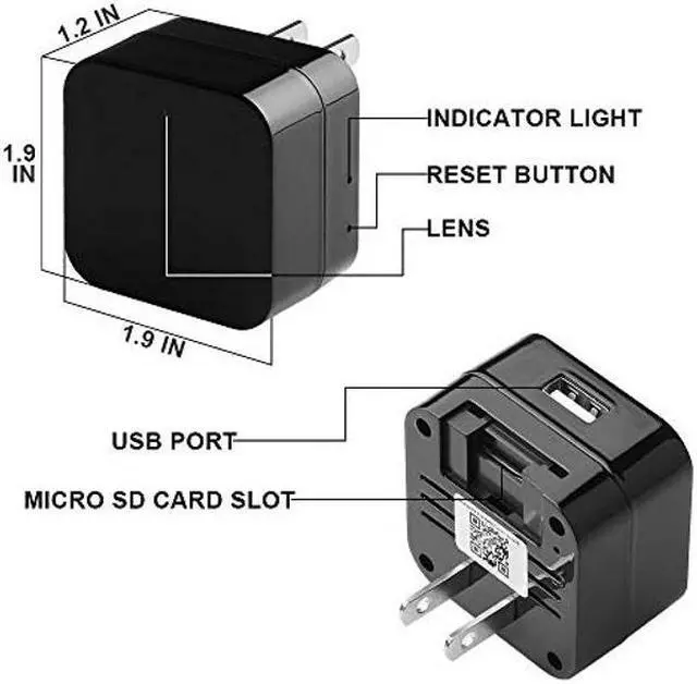 Alt view image 2 of 5 - VIC-ZONE Spy Hidden Camera Charger with Remote Viewing,Night Vision Wireless 4k Nanny Camera Video Recorder Motion Activated,APP Control, Support iOS/Android,Up to 128G..