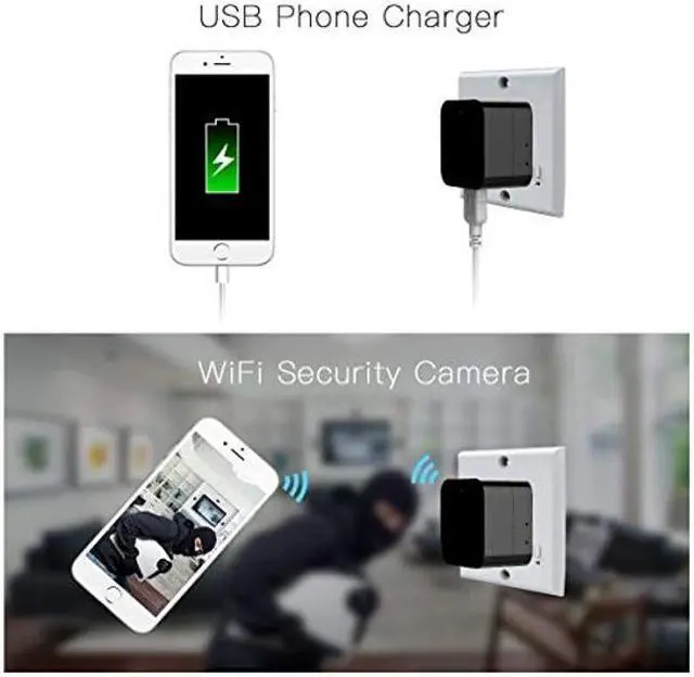 Alt view image 4 of 5 - VIC-ZONE Spy Hidden Camera Charger with Remote Viewing,Night Vision Wireless 4k Nanny Camera Video Recorder Motion Activated,APP Control, Support iOS/Android,Up to 128G..