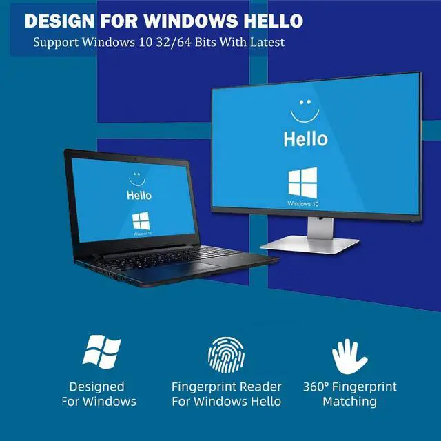 Alt view image 5 of 5 - USB Fingerprint Reader, DDSKY Portable Security Key Biometric Fingerprint Scanner Support Windows 10 32/64 Bits with Latest Windows Hello Features (1-Pack)