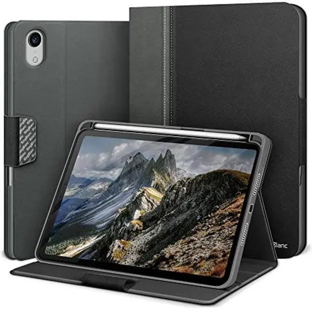 Main image of KingBlanc Case for iPad Mini 6th Generation Case 2021 (8.3-inch) with Pencil Holder, PU Leather Smart Stand Cover, Auto Sleep/Wake, Multi-Angle for Viewing/Typing, Folio for Apple iPad Mini 6, Black