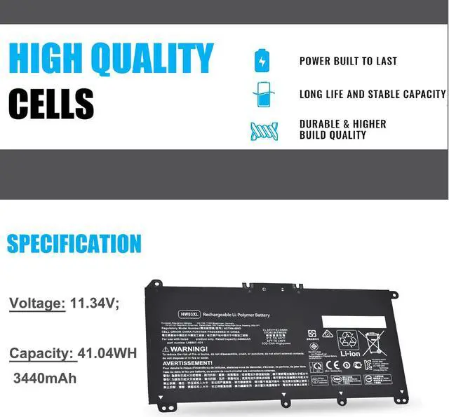 Alt view image 3 of 5 - Emaks HW03XL Battery for HP Pavilion 15-EG0000:15-eg1053cl 15-eg3053cl eg0073cl 15-eg3097nr eg0050wm 15-eg0025nr eg1073cl eg0021nr eg1053cl eg1077nr eg0053cl HSTNN-IB90 IB9O LB8U OB2A L96887-1D1 421