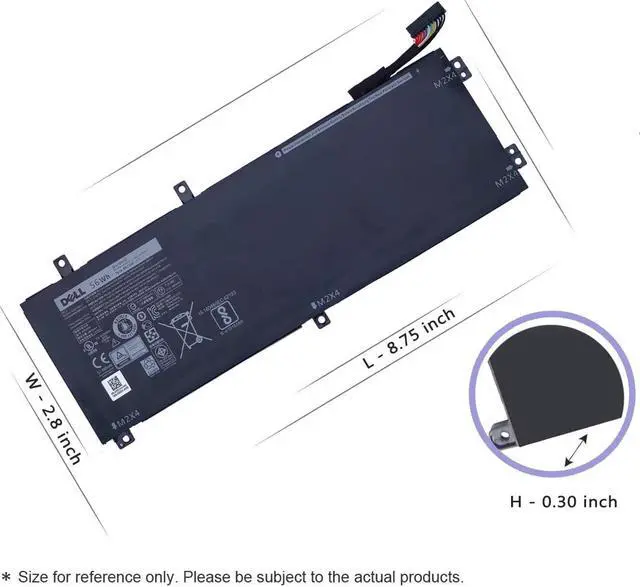 Alt view image 2 of 5 - DELL RRCGW Laptop Battery for Dell XPS 15 9550 15-9550 15-9560 15-9570 Precision 15 5510 5520 5530 Series P56F P56F001 5D91C 62MJV M7R96 0RRCGW 062MJV Mobile Workstation Notebook 56Wh 11.4V 3-Cell