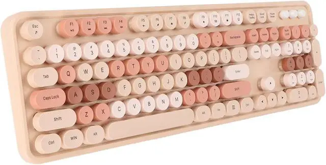 Alt view image 2 of 5 - GOWENIC Colorful Keyboard and Mouse Combo, 2.4G Connections, 104 Keys Sweet Mixed Color Cute Keyboard with Retro Round Keycaps, Keyboard Mouse Kit for Windows(Milk Tea Color Mixed