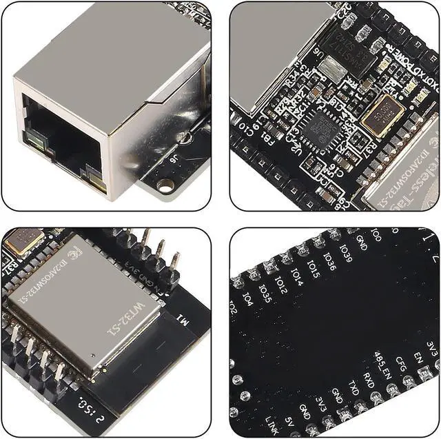 Alt view image 3 of 5 - DWEII 2 Pack WT32-ETH01 ESP32 Module Ethernet WiFi Bluetooth Development Board WT32-ETH01 Embedded Serial Port to Ethernet Converter Serial to WiFi&Bluetooth MCU Module