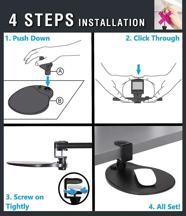 Alt view image 4 of 5 - MAX SMART Ergonomic Clip On Mouse Pad and Laptop Stand with Detachable Mouse Pad