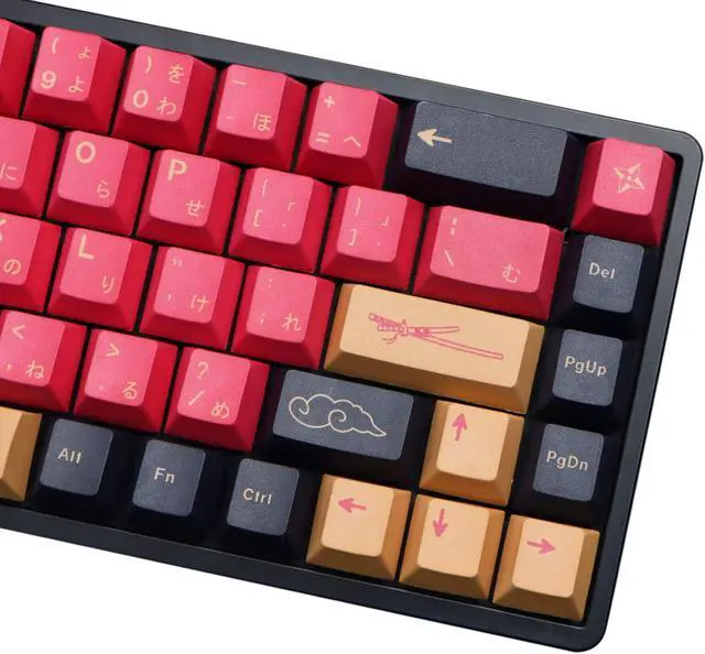 Alt view image 4 of 5 - MOLGRIA Red Samurai Keycaps, 129 Set PBT KeyCaps for Gaming Keyboard, Cherry Profile Dye Sublimation Custom Keycaps with Puller for Gateron Kailh Cherry MX Switch 104/87/71/61 60 Percent Keyboard