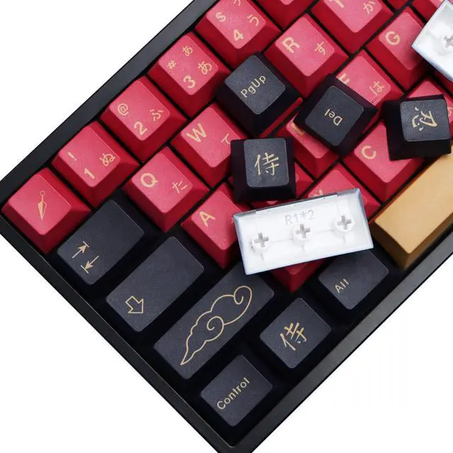 Alt view image 5 of 5 - MOLGRIA Red Samurai Keycaps, 129 Set PBT KeyCaps for Gaming Keyboard, Cherry Profile Dye Sublimation Custom Keycaps with Puller for Gateron Kailh Cherry MX Switch 104/87/71/61 60 Percent Keyboard