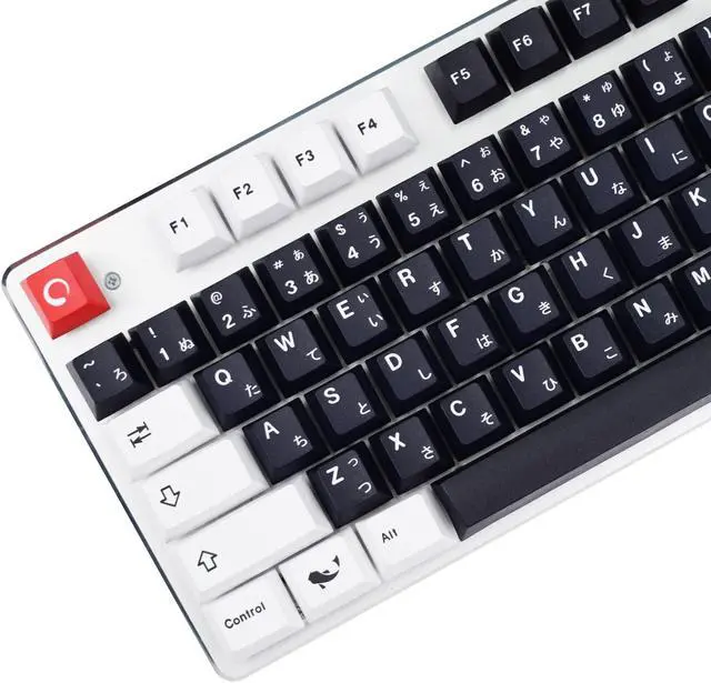 Main image of MOLGRIA Black and White Keycaps, 129 Set PBT Cherry Profile, Custom Japanese Font Keycaps for Gateron Kailh Cherry MX Switch 104/87/74/61 60 Percent Keyboard (Central Black)