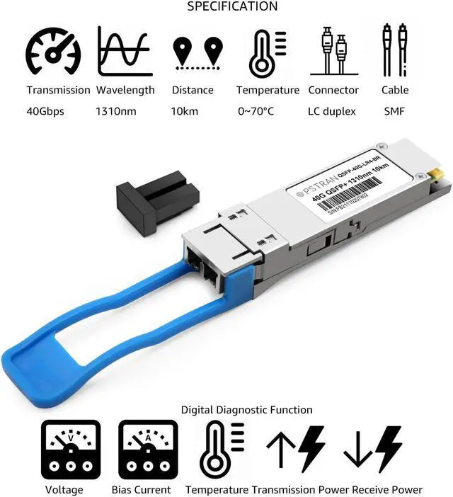 Alt view image 2 of 5 - OPSTRAN 40GBASE-LR4 QSFP+ Optical Transceiver Module Compatible with Brocade 40G-QSFP-LR4 40G QSFP+ LR4 1310nm 10km DDM Duplex LC SMF