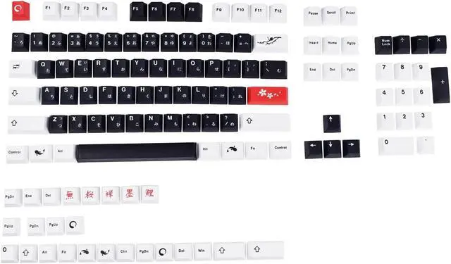 Alt view image 2 of 5 - MOLGRIA Black and White Keycaps, 129 Set PBT Cherry Profile, Custom Japanese Font Keycaps for Gateron Kailh Cherry MX Switch 104/87/74/61 60 Percent Keyboard (Central Black)