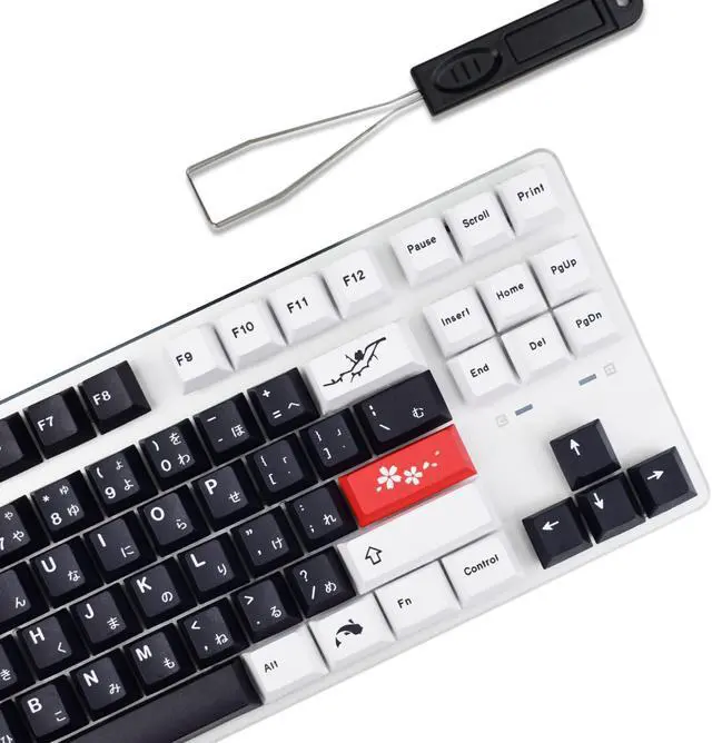 Alt view image 5 of 5 - MOLGRIA Black and White Keycaps, 129 Set PBT Cherry Profile, Custom Japanese Font Keycaps for Gateron Kailh Cherry MX Switch 104/87/74/61 60 Percent Keyboard (Central Black)