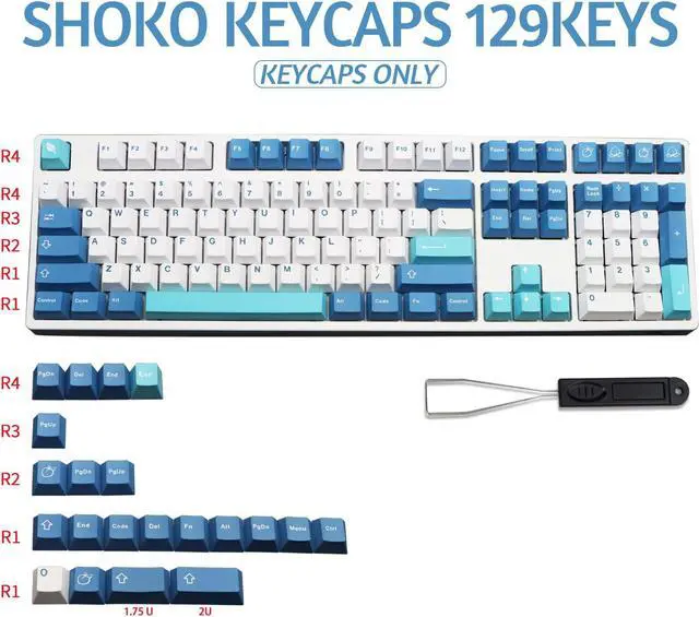 Alt view image 2 of 5 - MOLGRIA Shoko Keycaps, 129 Set PBT Keycaps for Gaming Keyboard, Cherry Profile Dye Sublimation Keycaps with Puller for Gateron Kailh Cherry MX 104/87/74/61 60 Keyboard