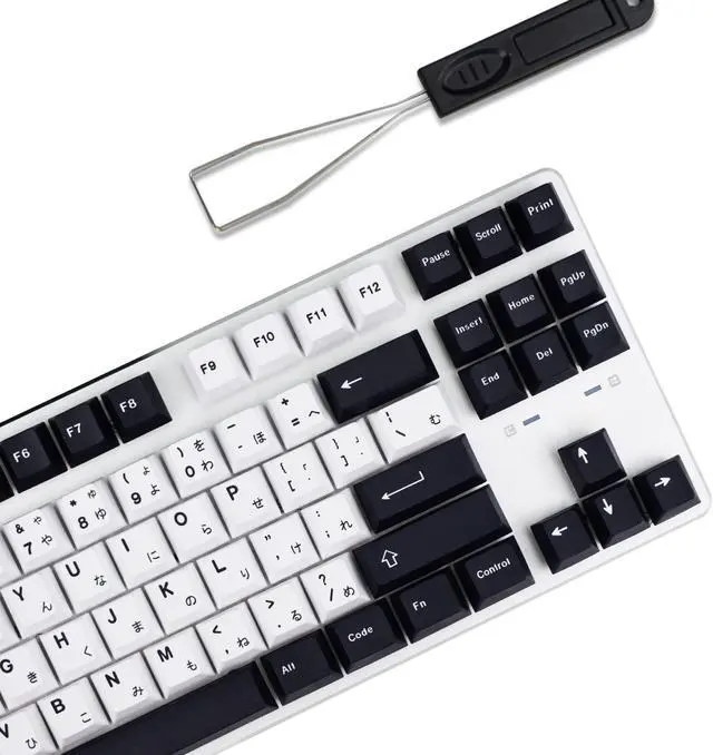 Alt view image 5 of 5 - Black and White Keycaps, 129 Set MOLGRIA Keycaps PBT Cherry Profile Dye Sublimation, Custom Japanese Font Keycaps for Gateron Kailh Cherry MX Switch 104/87/74/61 60 Percent Keyboard(Central White)