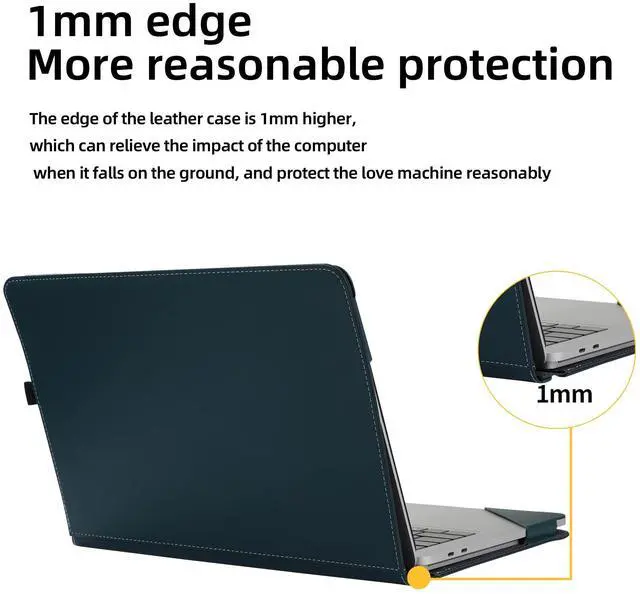 Alt view image 4 of 5 - Case Cover for New Microsoft Surface Laptop Studio 2& Laptop Studio Tablet[(14.4-inch Screen)]  2-in-1 PU Leather Protective Shell(Surface Laptop Studio, Plain Leather Dark Green)