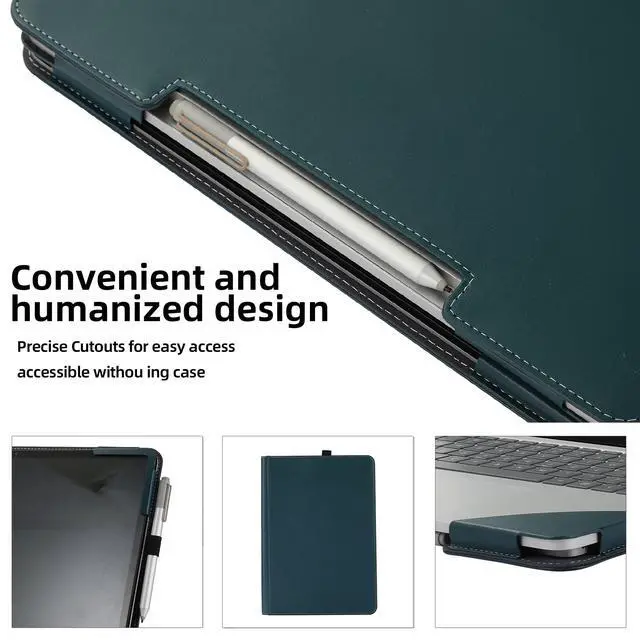 Alt view image 5 of 5 - Case Cover for New Microsoft Surface Laptop Studio 2& Laptop Studio Tablet[(14.4-inch Screen)]  2-in-1 PU Leather Protective Shell(Surface Laptop Studio, Plain Leather Dark Green)