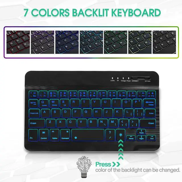 Alt view image 3 of 5 - FunYaung Fire HD 8 Keyboard Case Compatible for Amazon Kindle Fire HD 8/HD 8 Plus(2020 Release, 10th & 2022 Release, 12th), with 7 Colors Backlit Detachable Keyboard & Protective Cover