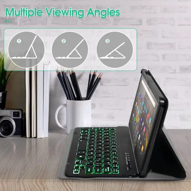 Alt view image 5 of 5 - FunYaung Fire HD 8 Keyboard Case Compatible for Amazon Kindle Fire HD 8/HD 8 Plus(2020 Release, 10th & 2022 Release, 12th), with 7 Colors Backlit Detachable Keyboard & Protective Cover