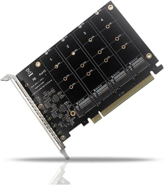 Main image of 4 Port NVMe to PCI-e Host Controller Expansion Card, Support 2230 2242 2260 2280?M.2 NVME to PCIe X16 Adapter, M Key Hard Drive Converter Reader Expansion Card