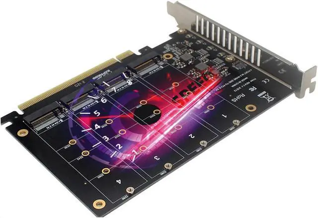 Alt view image 4 of 5 - 4 Port NVMe to PCI-e Host Controller Expansion Card, Support 2230 2242 2260 2280?M.2 NVME to PCIe X16 Adapter, M Key Hard Drive Converter Reader Expansion Card