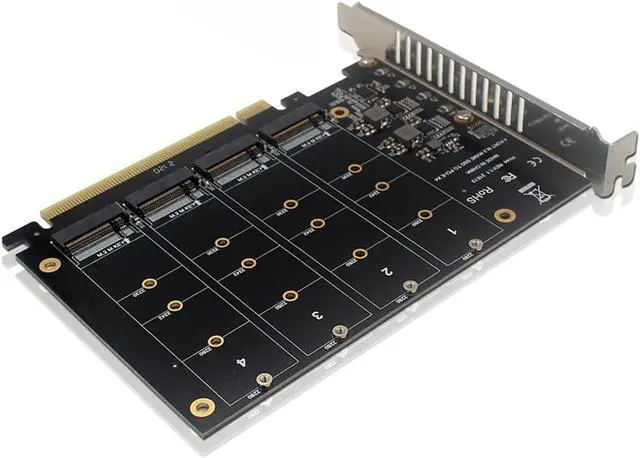 Alt view image 5 of 5 - 4 Port NVMe to PCI-e Host Controller Expansion Card, Support 2230 2242 2260 2280?M.2 NVME to PCIe X16 Adapter, M Key Hard Drive Converter Reader Expansion Card