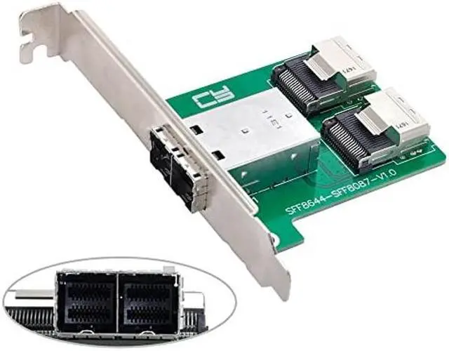 Alt view image 2 of 5 - NFHK Dual Ports Mini SAS HD SFF-8644 to Internal Mini SAS SFF-8087 PCBA Female Adapter with Low Profile Bracket