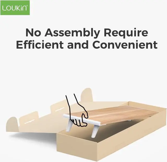 Alt view image 3 of 5 - loukin Monitor Stand Riser for Desk, 22.4" x 8.3" Larger Computer Stand for Laptop, PC, Printer, Sturdy Desktop Computer Shelf with Non-Skid Rubber, Home Office, Natural Wood