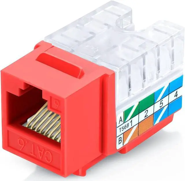 Alt view image 2 of 5 - GTZ Bundle - 2 Items: RJ45 Cat6 Keystone Jacks, 20 Pack - Red + RJ45 Cat6 Pass Through Connectors, Pack of 50