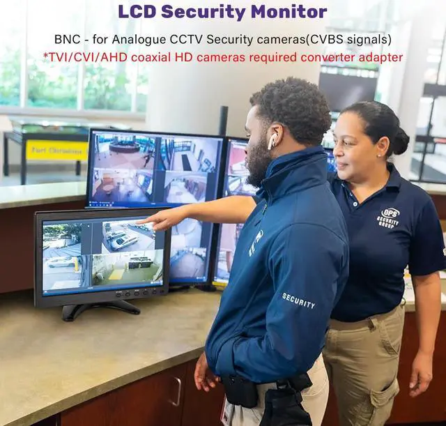 Alt view image 3 of 5 - OSCY 10.1 Inch Small Monitor, Security Monitor with 1366x768 Resolution 60HZ IPS CCTV Monitor Support HDMI/VGA/AV/BNC for Gaming CCTV Raspi PC