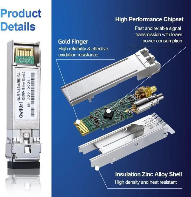 Alt view image 2 of 5 - 10Pcs Single Mode 10G SFP+ Fiber Module Network Transceiver, LR SM1310nm 10km, Duplex LC for Switch, Router, Firewall, Network Card, Media Converter etc
