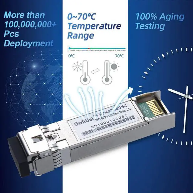 Alt view image 5 of 5 - 10Pcs Single Mode 10G SFP+ Fiber Module Network Transceiver, LR SM1310nm 10km, Duplex LC for Switch, Router, Firewall, Network Card, Media Converter etc