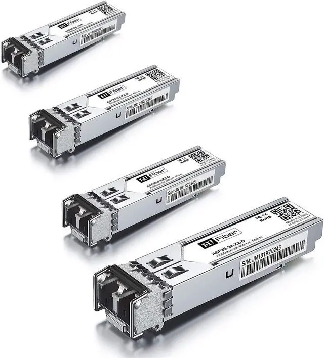 Main image of 4 Pack 1.25G Multimode SFP LC Module, 1000Base-SX SFP Transceiver, MMF 850nm, 550m, DDM, for Cisco GLC-SX-MMD, Meraki, Ubiquiti UniFi UF-MM-1G, TP-Link, Fortinet, Intel, Netgear, Mikrotik and More