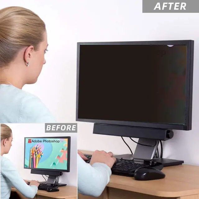 Alt view image 4 of 5 - 24 inch Computer Privacy Screen Filter - Suitable for 16:9 Aspect Ratio Widescreen Monitor - Blue Light Filter - Anti-Glare & Anti-Scratch Protector Film (24" Widescreen (16:9))