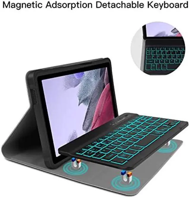 Alt view image 3 of 5 - PIMOFEE Backlit Keyboard Case for Samsung-Galaxy-Tab A7 Lite 8.7" Model SM-T220/T225/T227U, Smart case with Detachable Wireless Backlit Keyboard Cover