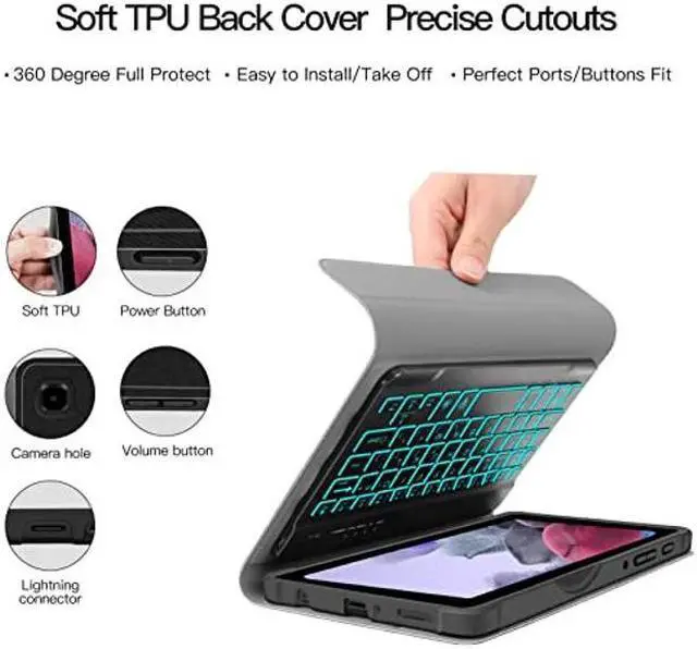 Alt view image 5 of 5 - PIMOFEE Backlit Keyboard Case for Samsung-Galaxy-Tab A7 Lite 8.7" Model SM-T220/T225/T227U, Smart case with Detachable Wireless Backlit Keyboard Cover