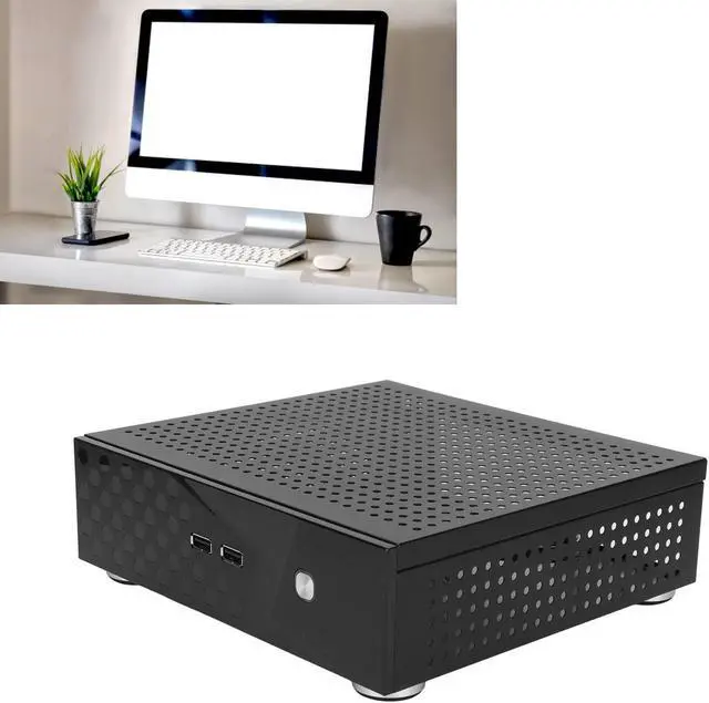 Alt view image 4 of 5 - Desktop Computer Case,Aluminum Alloy Good Heat Dissipation Mini HTPC Case ITX Computer Case,with Expansion Hole,for Home Video/Hotel Computer,Self Service Terminal