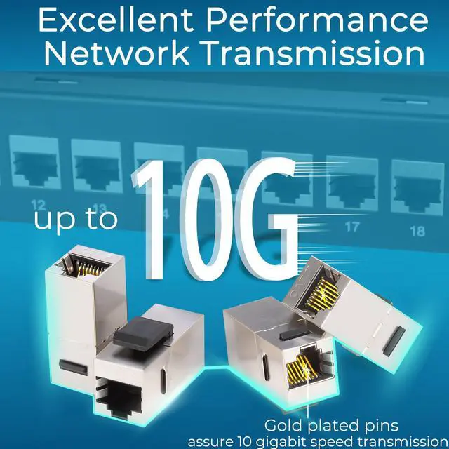 Alt view image 4 of 5 - Rapink Patch Panel 24 Port Cat7 with Inline Keystone 10G Support, Coupler Patch Panel STP Shielded 19-Inch with Removable Back Bar, 1U Network Panel for Cat7, Cat6, Cat6A, Cat5e,