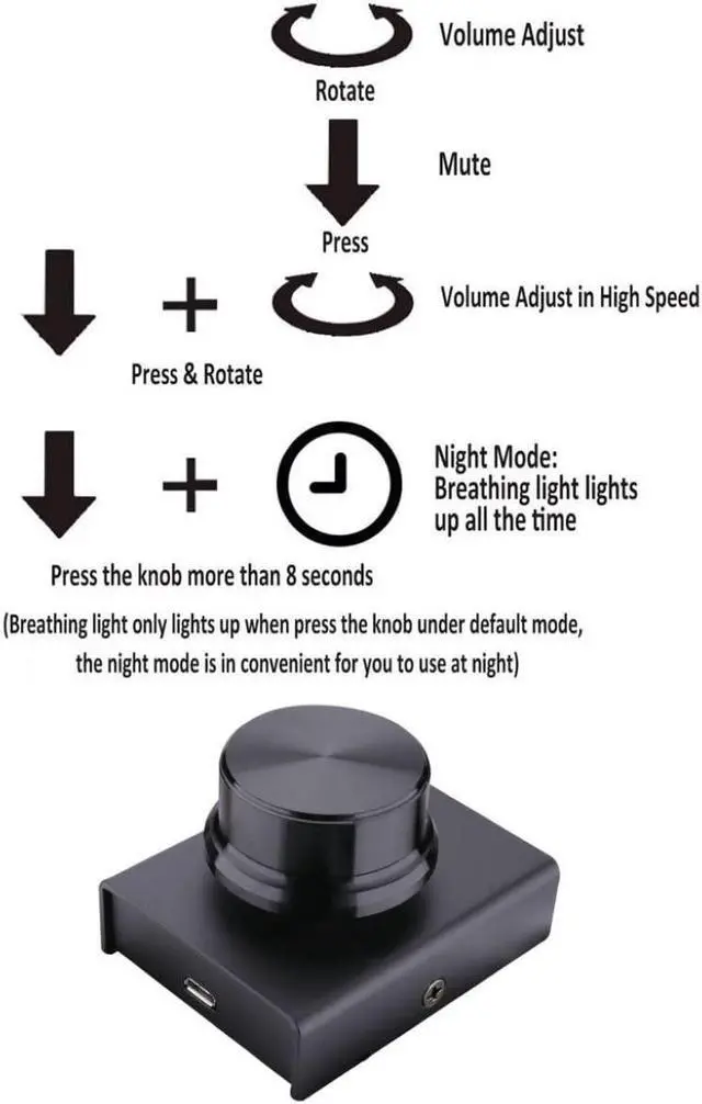 Alt view image 5 of 5 - USB Volume Control Multimedia Controller Knob PC Volume Control Knob Speaker Audio Multimedia Volume Remote Control Adjuster with One Key Mute Function Support Win7/8/10/XP/Mac/Vista/Android/iOS