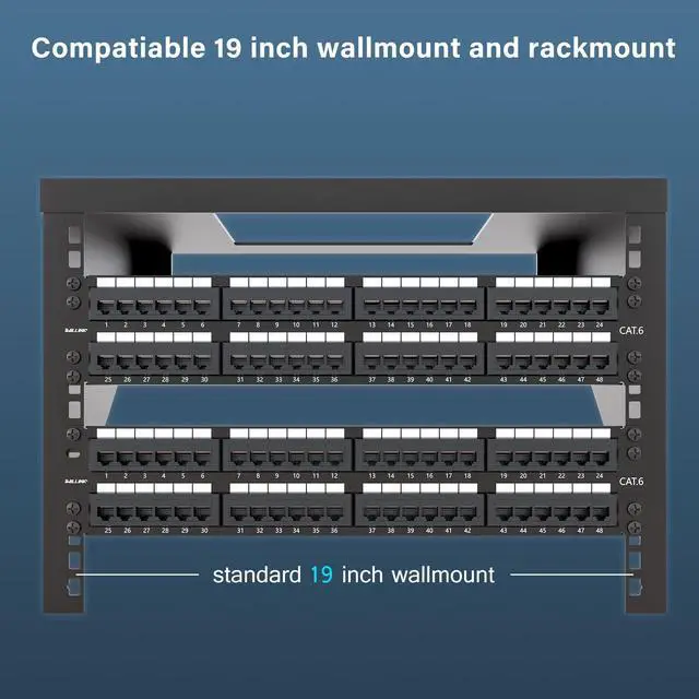 Alt view image 5 of 5 - iwillink 48-Port Cat6 Patch Panel, 10Gbps RJ45 Keystone Network Panel for Rackmount or Wall Mount, Ideal for Gigabit Ethernet Connections