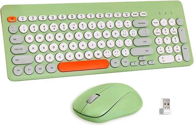 Main image of Wireless Keyboard and Mouse Combo,JieruiDeng 2.4Ghz USB Cordless Full-Sized Colorful Keyboard with Numeric Keypad and Noisless Mice Set for Computer Laptop PC Gamer (Grey-Green)