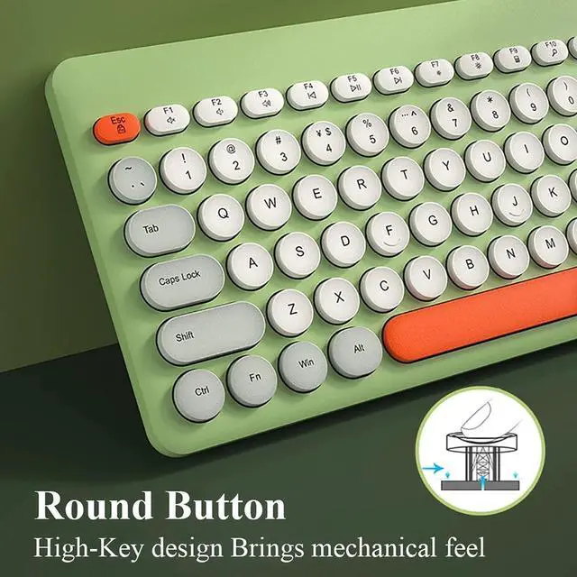 Alt view image 5 of 5 - Wireless Keyboard and Mouse Combo,JieruiDeng 2.4Ghz USB Cordless Full-Sized Colorful Keyboard with Numeric Keypad and Noisless Mice Set for Computer Laptop PC Gamer (Grey-Green)