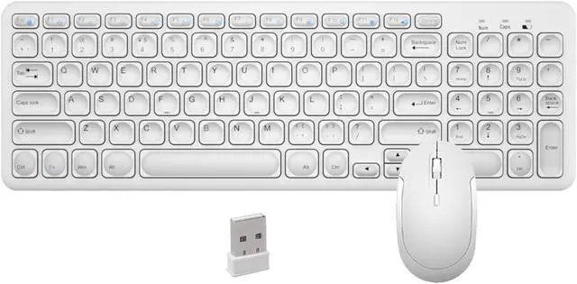 Main image of Wireless Keyboard and Mouse Combo,JieruiDeng 2.4Ghz USB Cordless Slim Silent Keyboard and Mouse Kit Home Office Game Use for Computer,Laptop,PC Desktops,Mac (White)