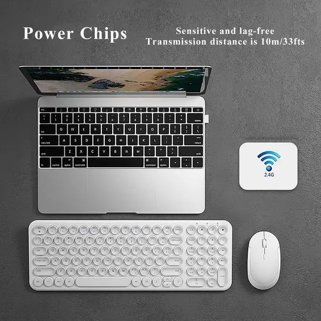 Alt view image 2 of 5 - Wireless Keyboard and Mouse Combo,JieruiDeng 2.4Ghz USB Cordless Slim Silent Keyboard and Mouse Kit Home Office Game Use for Computer,Laptop,PC Desktops,Mac (White)