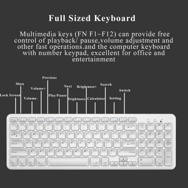 Alt view image 5 of 5 - Wireless Keyboard and Mouse Combo,JieruiDeng 2.4Ghz USB Cordless Slim Silent Keyboard and Mouse Kit Home Office Game Use for Computer,Laptop,PC Desktops,Mac (White)