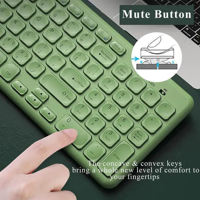 Alt view image 2 of 5 - Wireless Keyboard and Mouse Combo,JieruiDeng 2.4Ghz USB Cordless Slim Silent Keyboard and Mouse Kit Home Office Game Use for Computer,Laptop,PC Desktops,Mac (Green)