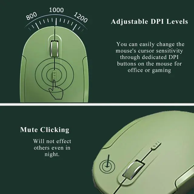 Alt view image 5 of 5 - Wireless Keyboard and Mouse Combo,JieruiDeng 2.4Ghz USB Cordless Slim Silent Keyboard and Mouse Kit Home Office Game Use for Computer,Laptop,PC Desktops,Mac (Green)