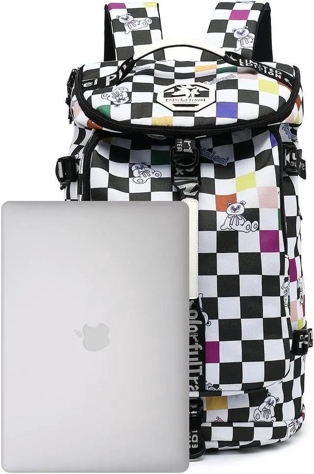 Alt view image 5 of 5 - Kalesi Gym Duffle Bag Backpack 4-Way Waterproof with Shoes Compartment for travel Sport Hiking laptop (Checkerboard)