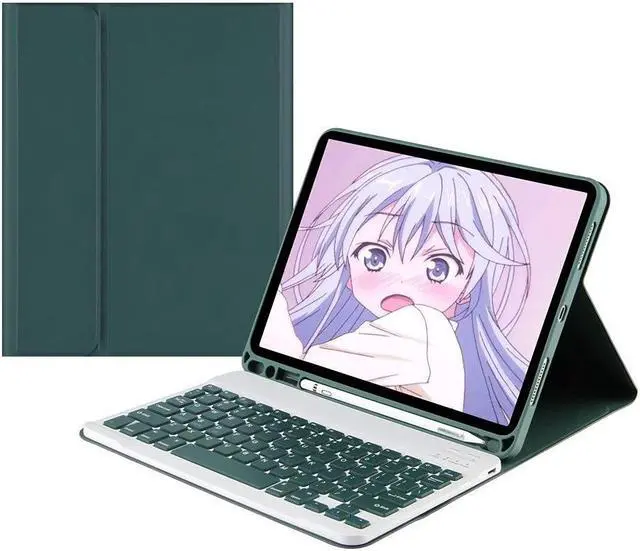 Alt view image 2 of 5 - YEEHi iPad Mini 5 iPad Mini 4 Keyboard Case Cute Color Keyboard Detachable Bluetooth Keyboard Cover with Pencil Holder (DarkGreen)