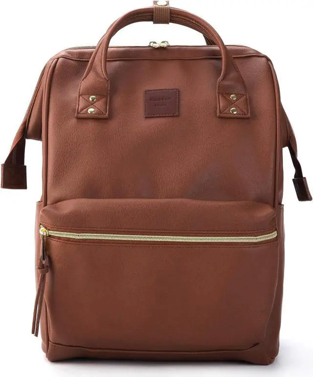 Main image of Kah&Kee Leather Backpack for Women and Men 15-inch Laptop Bag | Teacher Professional, Diaper Bag Backpack, Ideal for Work, School, Nurse, College & Travel (Brown, Medium)