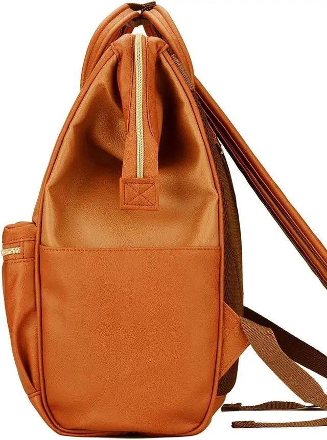 Alt view image 3 of 5 - Kah&Kee Leather Backpack for Women and Men 15-inch Laptop Bag | Teacher Professional, Diaper Bag Backpack, Ideal for Work, School, Nurse, College & Travel (Buff/Camel, Medium)